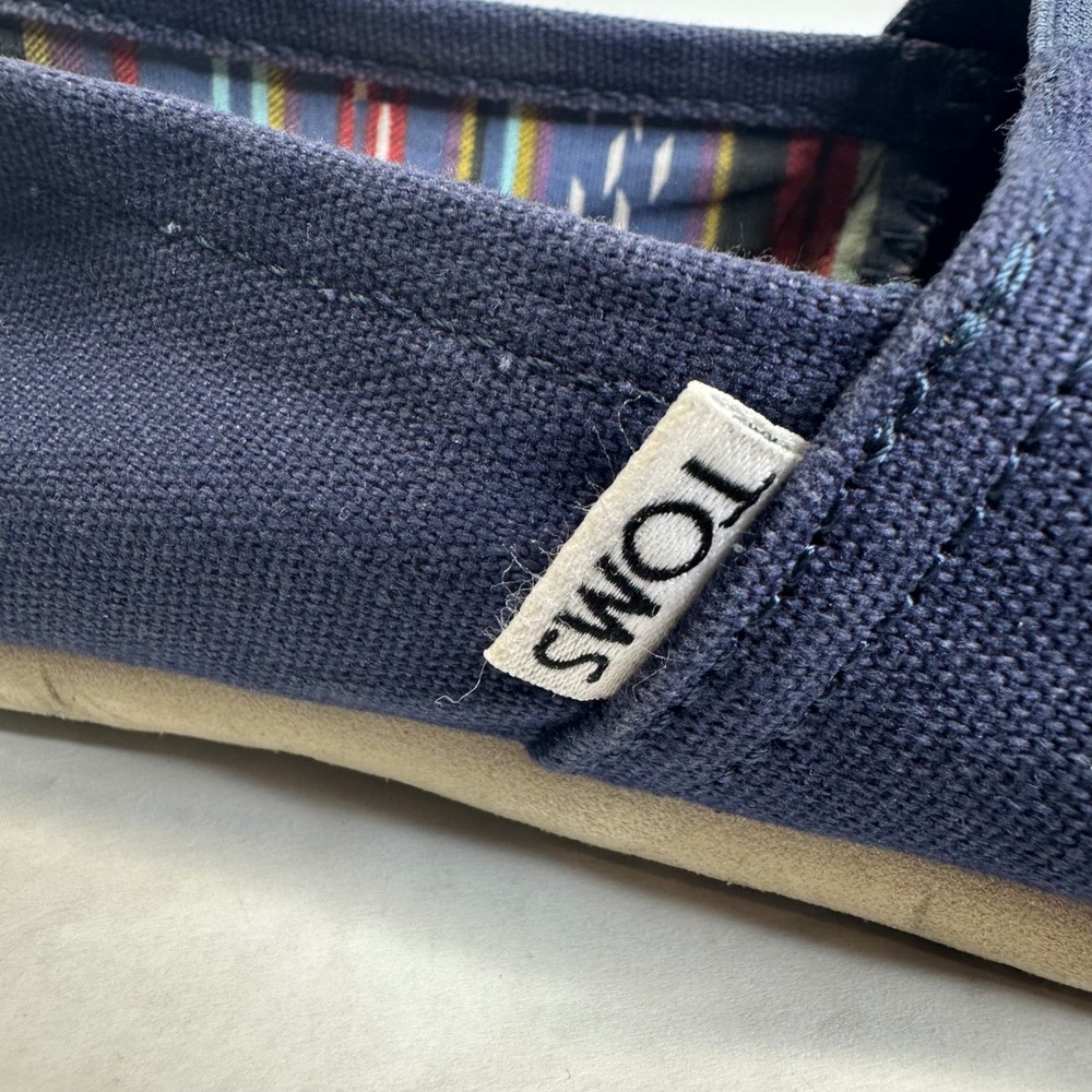 TOMS Womens Alpargata Navy Blue Canvas Slip On Flat Shoes Size 8.5 1002810319-10 - Picture 2 of 9